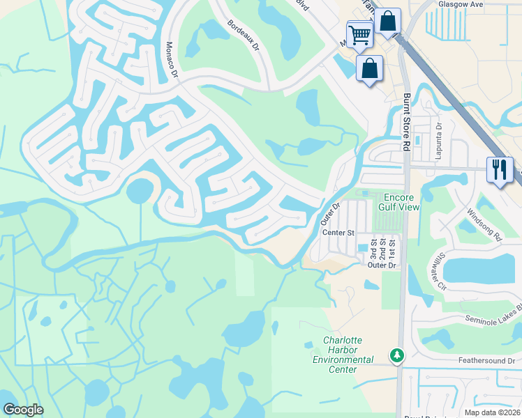 map of restaurants, bars, coffee shops, grocery stores, and more near 352 Portofino Drive in Punta Gorda