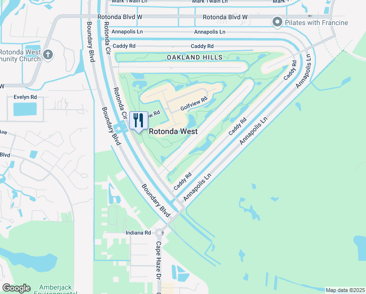 map of restaurants, bars, coffee shops, grocery stores, and more near 24 Oakland Hills Court in Rotonda West