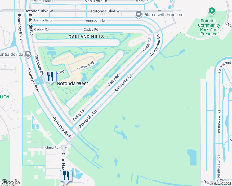 map of restaurants, bars, coffee shops, grocery stores, and more near 59 Annapolis Lane in Rotonda West