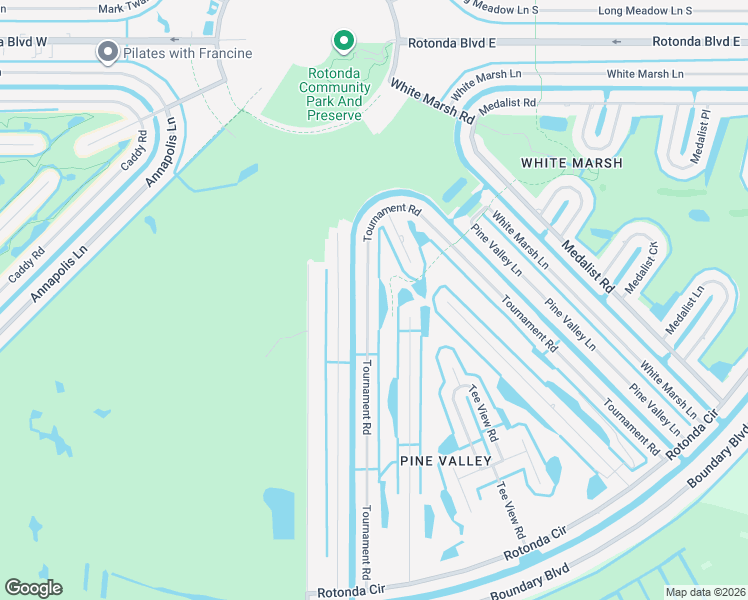 map of restaurants, bars, coffee shops, grocery stores, and more near 168 Tournament Road in Rotonda West