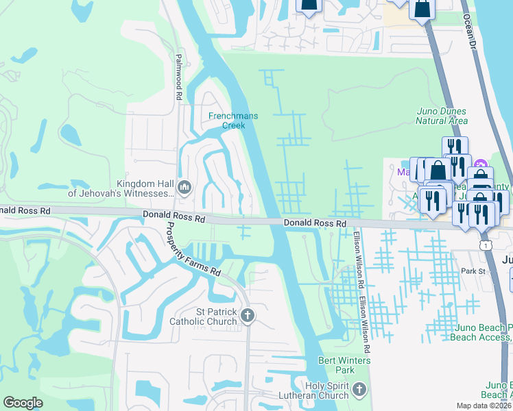 map of restaurants, bars, coffee shops, grocery stores, and more near 14062 Paradise Point Road in Palm Beach Gardens