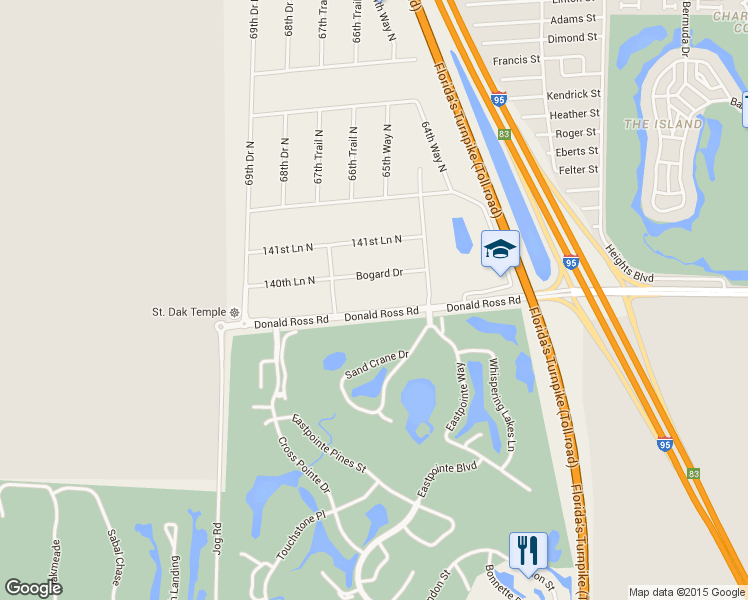 map of restaurants, bars, coffee shops, grocery stores, and more near 6599 Donald Ross Road in Palm Beach Gardens