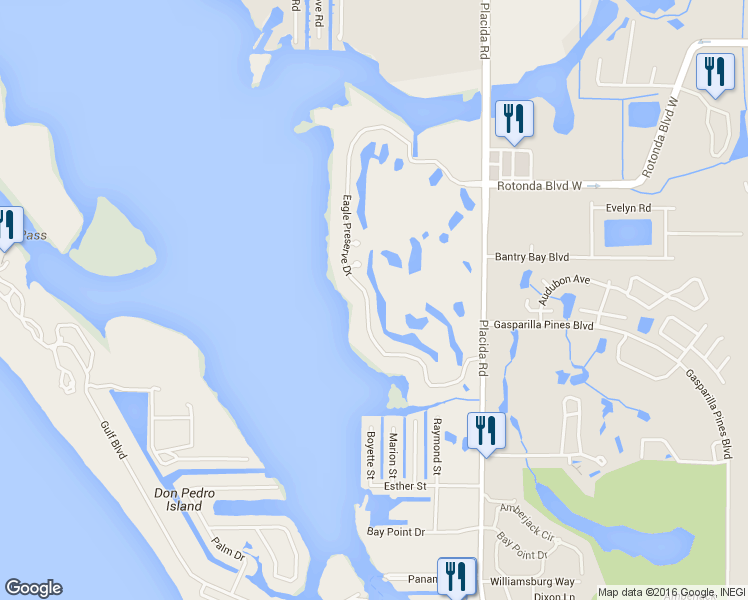 map of restaurants, bars, coffee shops, grocery stores, and more near 9970 Eagle Preserve Drive in Englewood