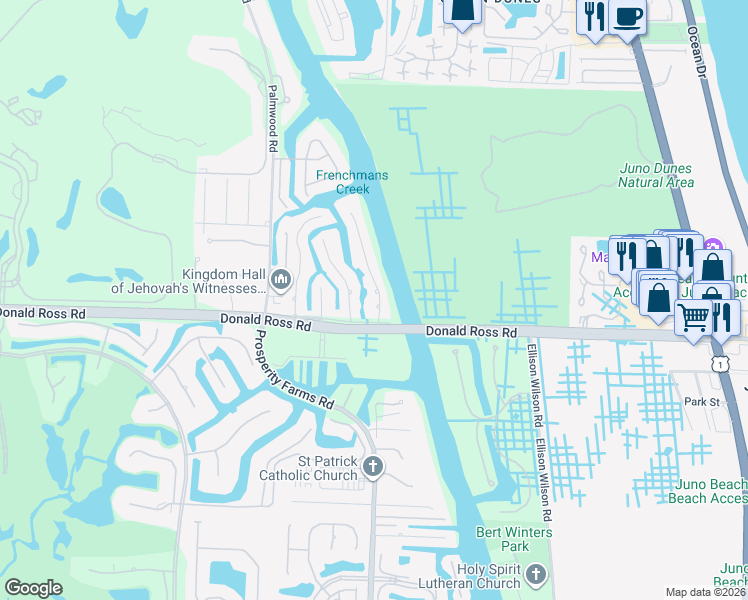 map of restaurants, bars, coffee shops, grocery stores, and more near 14046 Harbor Lane in Palm Beach Gardens