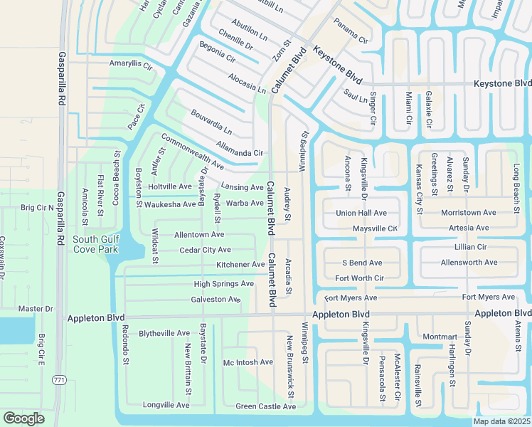map of restaurants, bars, coffee shops, grocery stores, and more near 10125 Calumet Boulevard in Port Charlotte