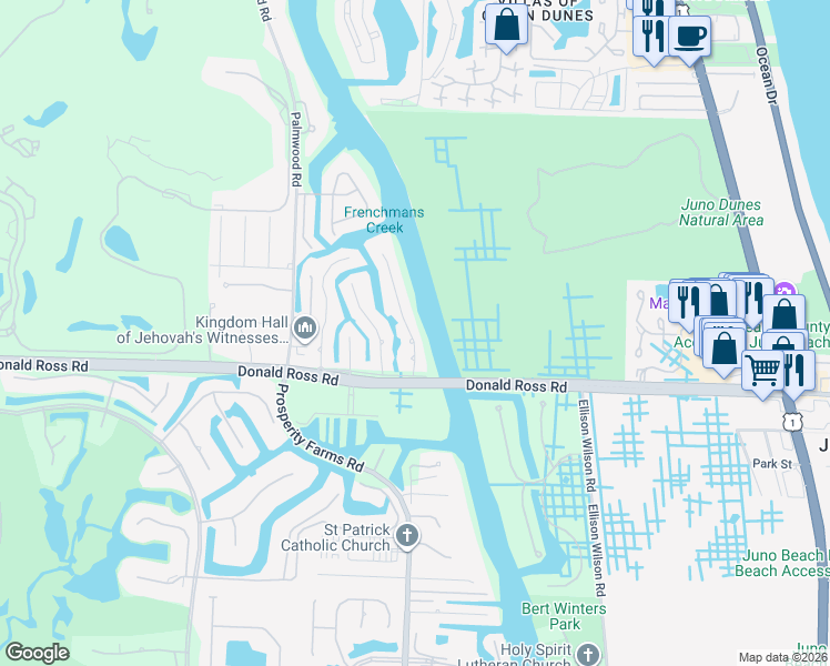 map of restaurants, bars, coffee shops, grocery stores, and more near 14046 Harbor Lane in Palm Beach Gardens