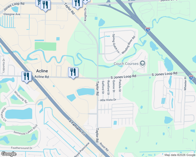 map of restaurants, bars, coffee shops, grocery stores, and more near 29510 South Jones Loop Road in Punta Gorda