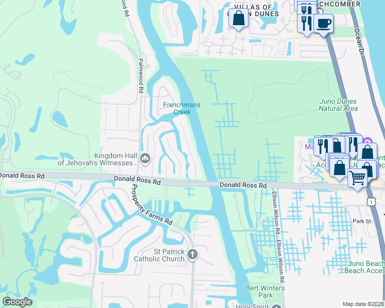 map of restaurants, bars, coffee shops, grocery stores, and more near 14149 Paradise Point Road in West Palm Beach