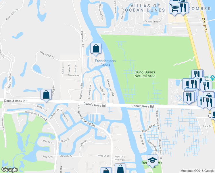 map of restaurants, bars, coffee shops, grocery stores, and more near 14149 Paradise Point Road in West Palm Beach