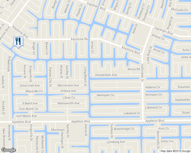 map of restaurants, bars, coffee shops, grocery stores, and more near 14981 Amsterdam Avenue in Port Charlotte