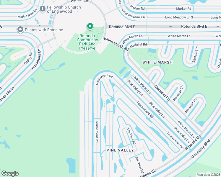 map of restaurants, bars, coffee shops, grocery stores, and more near 14 Pine Valley Road in Rotonda West