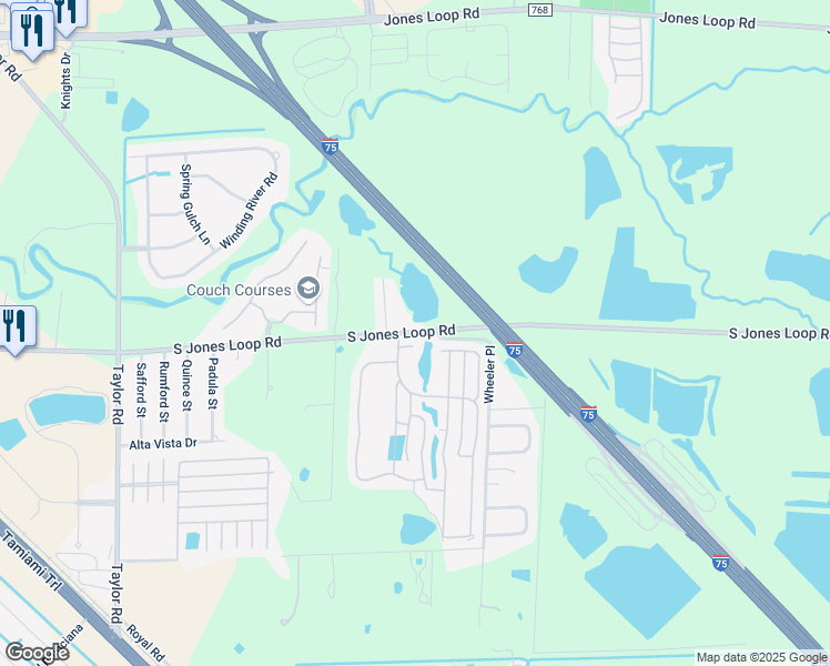 map of restaurants, bars, coffee shops, grocery stores, and more near 29250 South Jones Loop Road in Punta Gorda
