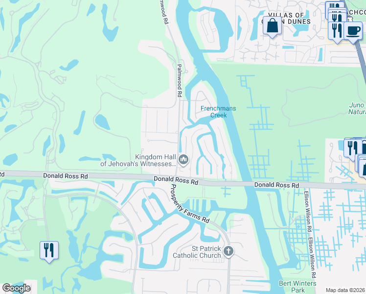 map of restaurants, bars, coffee shops, grocery stores, and more near 14153 Leeward Way in West Palm Beach
