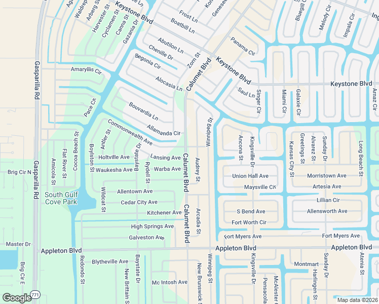 map of restaurants, bars, coffee shops, grocery stores, and more near 10068 Calumet Boulevard in Port Charlotte