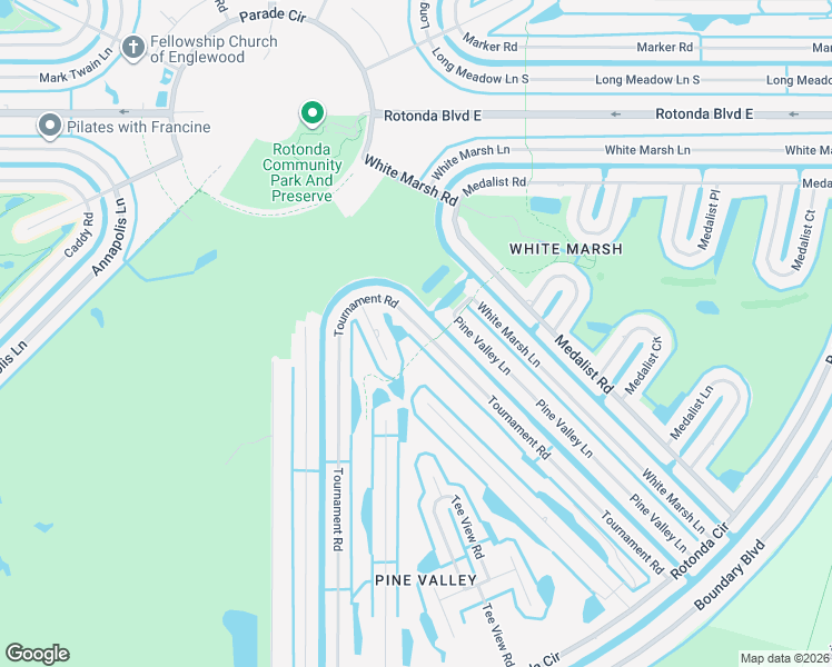 map of restaurants, bars, coffee shops, grocery stores, and more near 14 Pine Valley Road in Rotonda West
