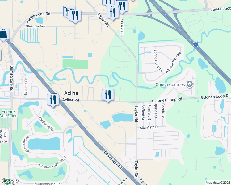 map of restaurants, bars, coffee shops, grocery stores, and more near 3850 Acline Road in Punta Gorda