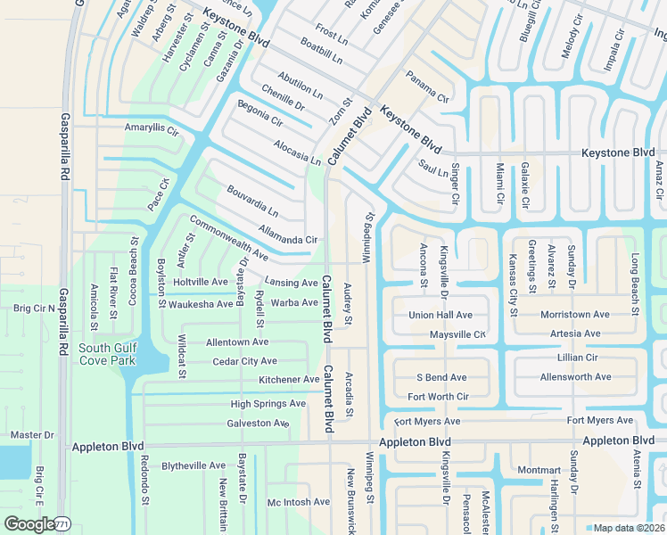 map of restaurants, bars, coffee shops, grocery stores, and more near 10068 Calumet Boulevard in Port Charlotte