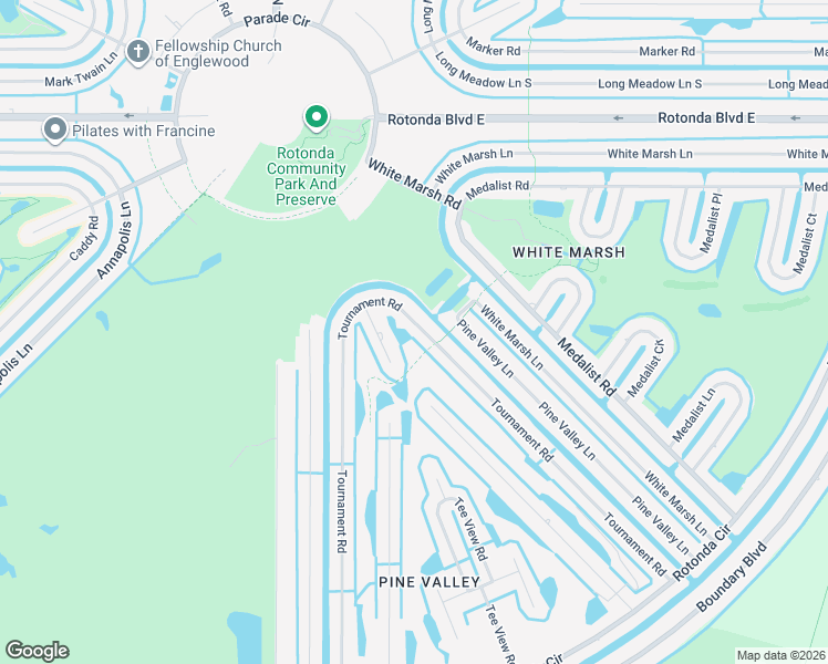 map of restaurants, bars, coffee shops, grocery stores, and more near 14 Pine Valley Road in Rotonda West