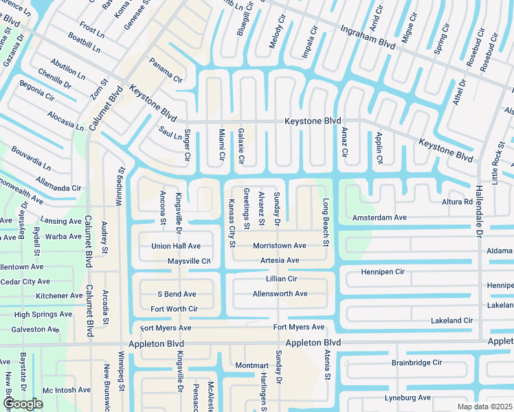 map of restaurants, bars, coffee shops, grocery stores, and more near 10015 Alvarez Street in Port Charlotte