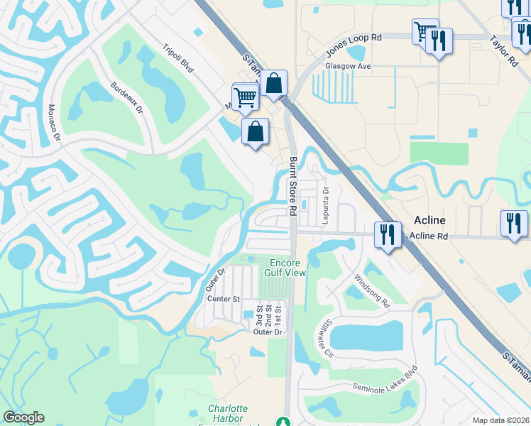 map of restaurants, bars, coffee shops, grocery stores, and more near 8 Avenue A in Punta Gorda