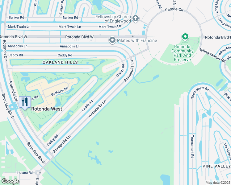 map of restaurants, bars, coffee shops, grocery stores, and more near 98 Annapolis Lane in Rotonda West