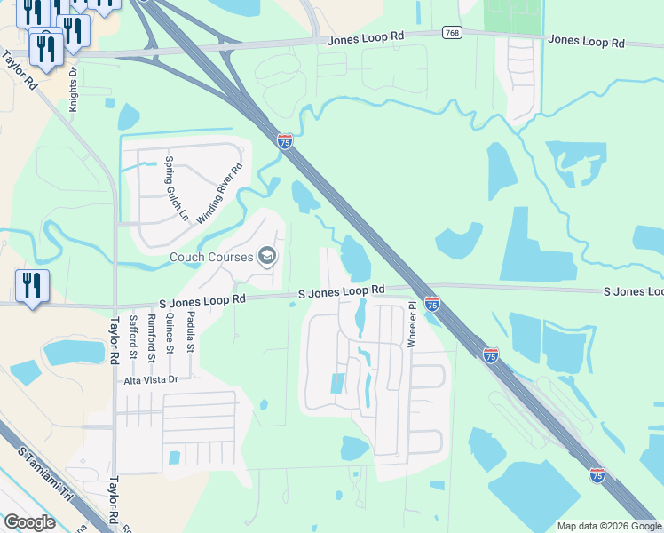 map of restaurants, bars, coffee shops, grocery stores, and more near 29201 South Jones Loop Road in Punta Gorda
