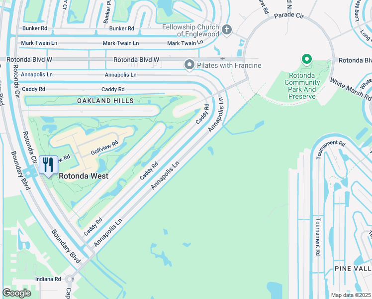 map of restaurants, bars, coffee shops, grocery stores, and more near 98 Annapolis Lane in Rotonda West