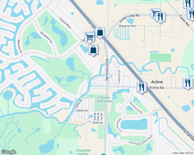 map of restaurants, bars, coffee shops, grocery stores, and more near 8 Avenue A in Punta Gorda
