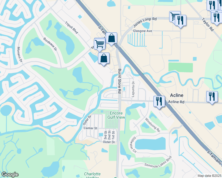 map of restaurants, bars, coffee shops, grocery stores, and more near 8 Avenue A in Punta Gorda