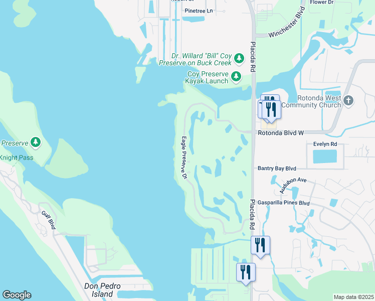 map of restaurants, bars, coffee shops, grocery stores, and more near 9851 Eagle Preserve Drive in Englewood