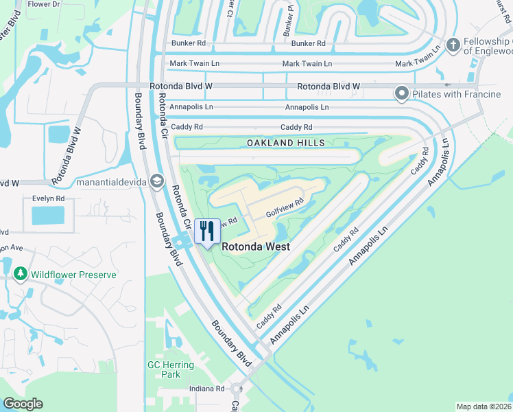 map of restaurants, bars, coffee shops, grocery stores, and more near 72 Golfview Road in Rotonda West