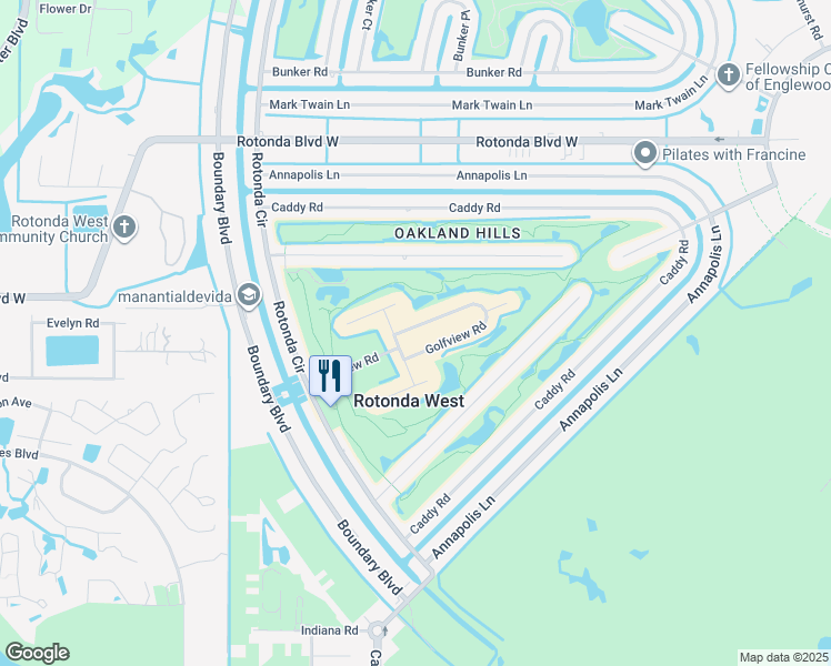 map of restaurants, bars, coffee shops, grocery stores, and more near 70 Golfview Road in Rotonda West