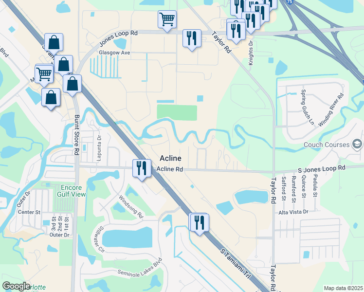 map of restaurants, bars, coffee shops, grocery stores, and more near 5804 Purdy Lane in Punta Gorda