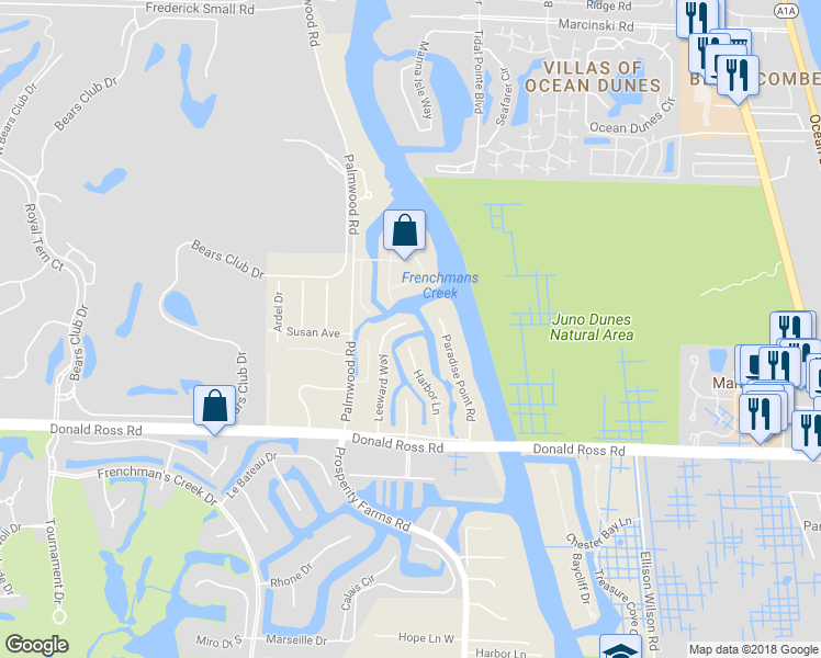 map of restaurants, bars, coffee shops, grocery stores, and more near 14268 Leeward Way in West Palm Beach