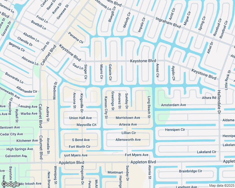 map of restaurants, bars, coffee shops, grocery stores, and more near 10015 Alvarez Street in Port Charlotte