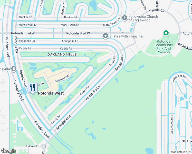 map of restaurants, bars, coffee shops, grocery stores, and more near 90 Caddy Road in Rotonda West