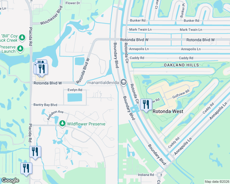 map of restaurants, bars, coffee shops, grocery stores, and more near 9232 Evelyn Road in Englewood