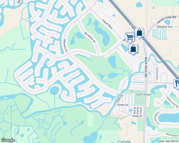 map of restaurants, bars, coffee shops, grocery stores, and more near 705 Monaco Drive in Punta Gorda