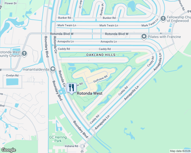 map of restaurants, bars, coffee shops, grocery stores, and more near 16 Golfview Road in Rotonda West