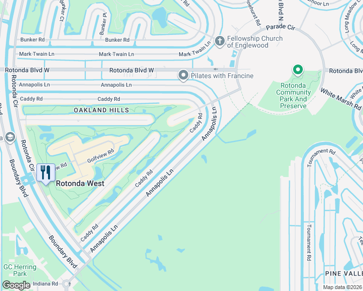 map of restaurants, bars, coffee shops, grocery stores, and more near 98 Annapolis Lane in Rotonda West