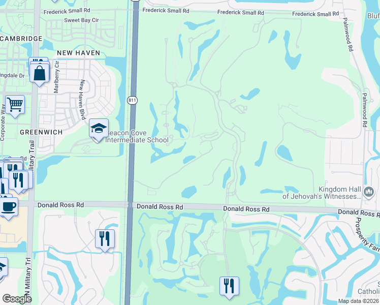 map of restaurants, bars, coffee shops, grocery stores, and more near 115 Eagle Tree Terrace in Jupiter