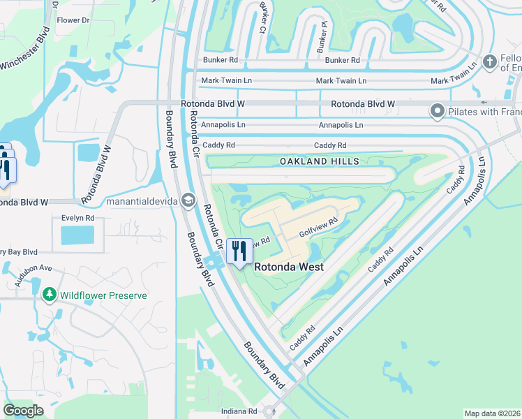 map of restaurants, bars, coffee shops, grocery stores, and more near 40 Golfview Court in Rotonda West