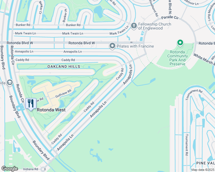 map of restaurants, bars, coffee shops, grocery stores, and more near 100 Caddy Road in Rotonda West