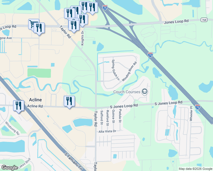 map of restaurants, bars, coffee shops, grocery stores, and more near 10000 Winding River Road in Punta Gorda