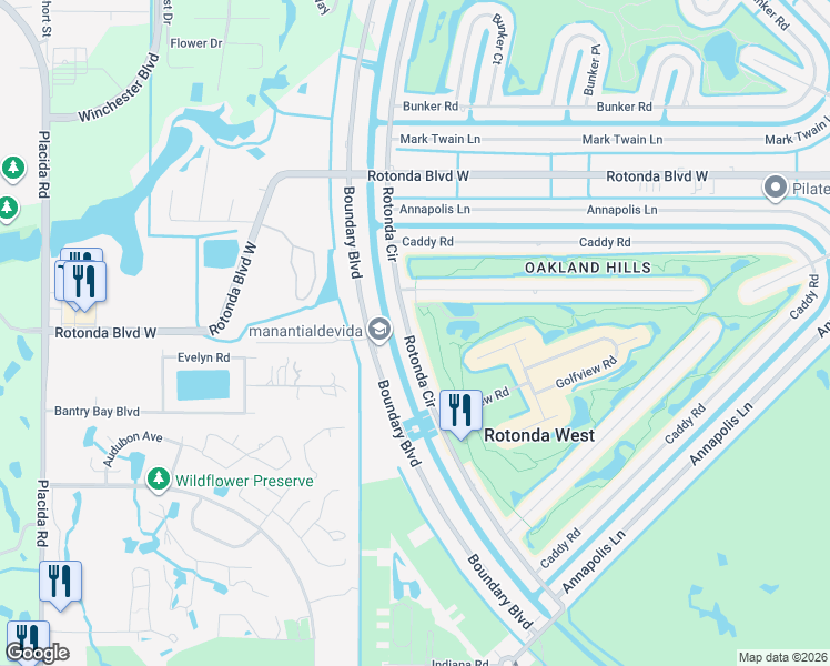 map of restaurants, bars, coffee shops, grocery stores, and more near 146 Rotonda Circle in Rotonda West