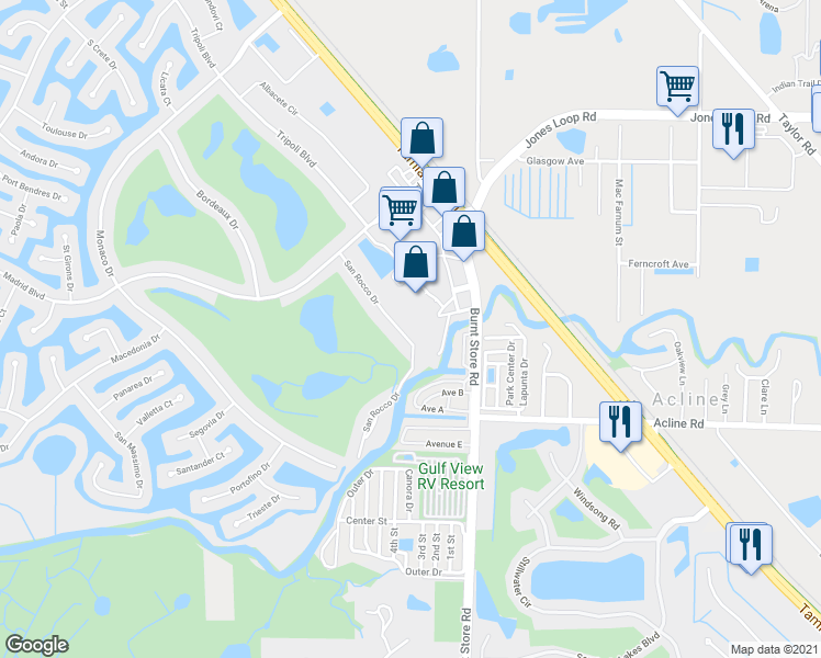 map of restaurants, bars, coffee shops, grocery stores, and more near 3972 San Rocco Drive in Punta Gorda