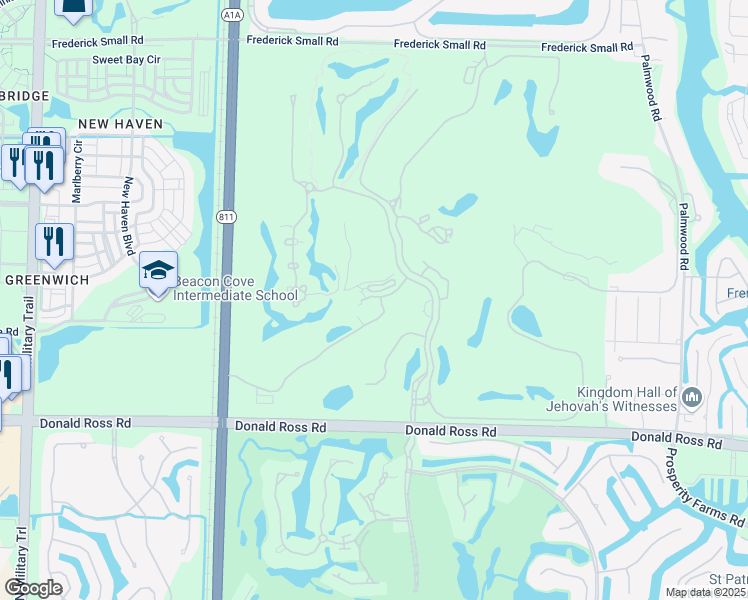 map of restaurants, bars, coffee shops, grocery stores, and more near 115 Eagle Tree Terrace in Jupiter