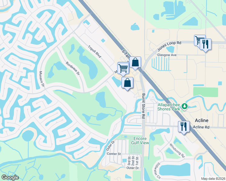 map of restaurants, bars, coffee shops, grocery stores, and more near 3959 San Rocco Drive in Punta Gorda