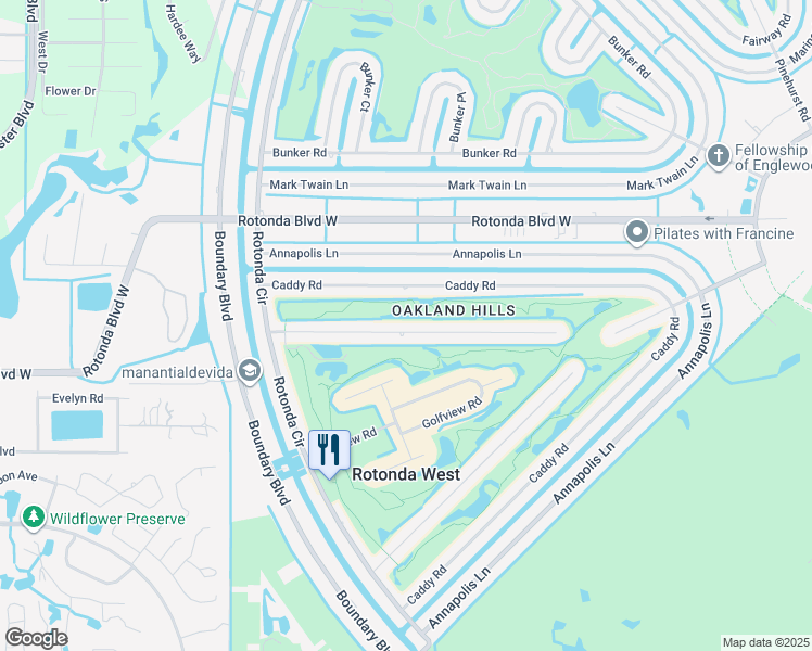map of restaurants, bars, coffee shops, grocery stores, and more near 42 Oakland Hills Pl in Rotonda West