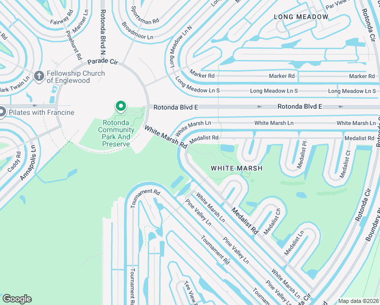 map of restaurants, bars, coffee shops, grocery stores, and more near 1 White Marsh Road in Rotonda West